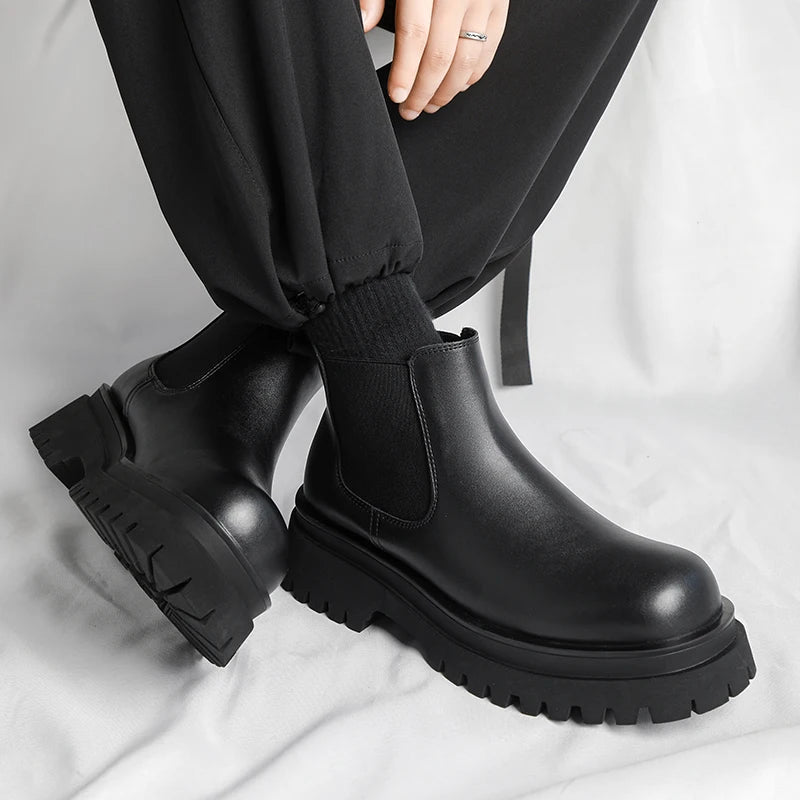 Red PU Chelsea Boots