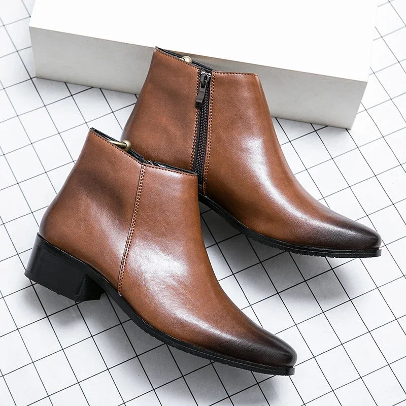 Black Leather Chelsea Ankle Boots