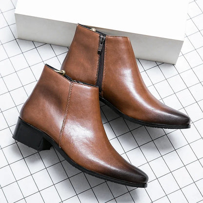 Black Leather Chelsea Ankle Boots