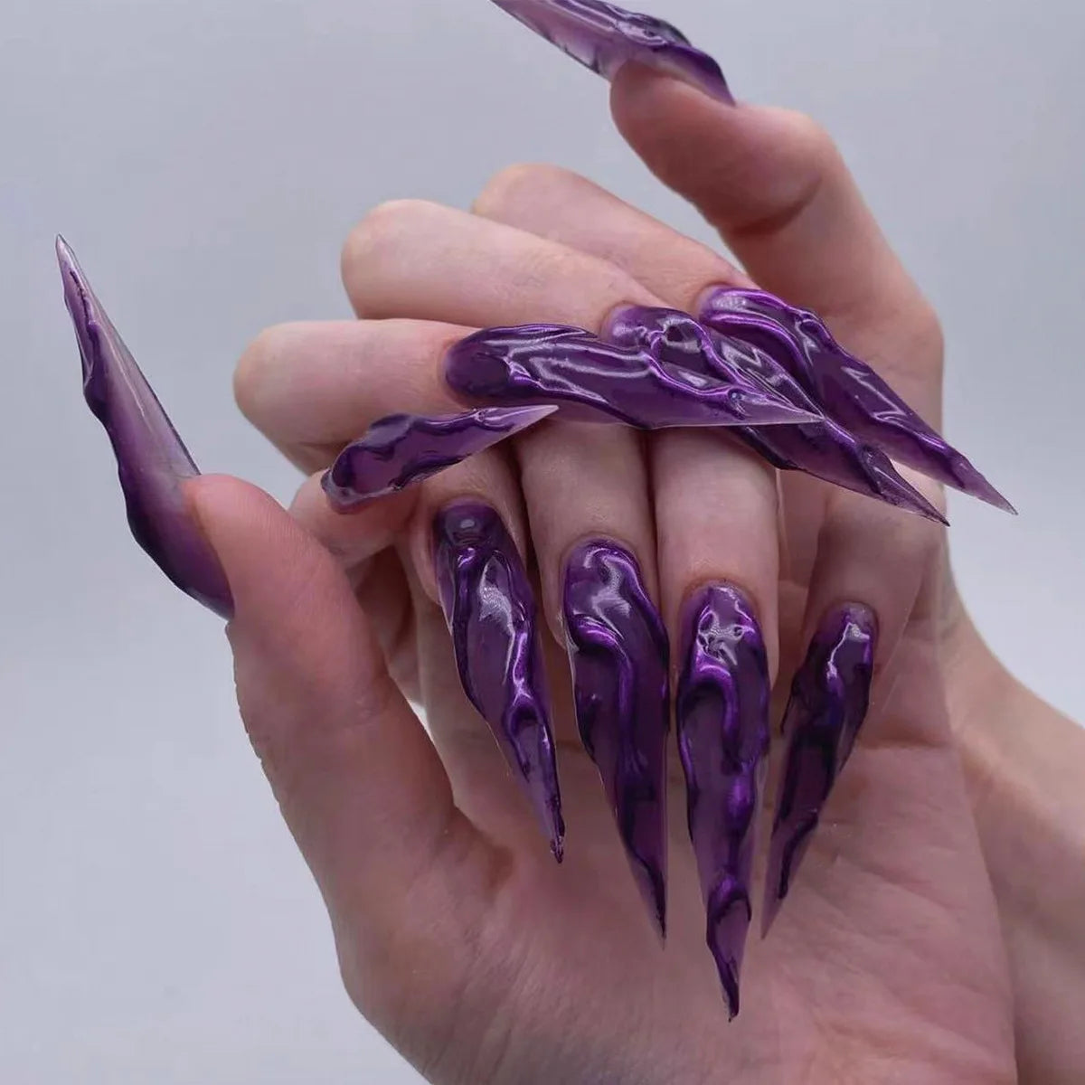 Black Heart Stiletto Nails