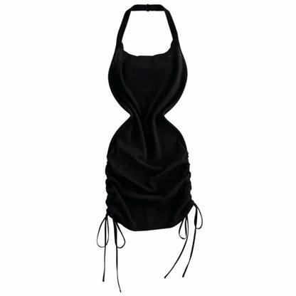 Drawstring Halter Mini Dress