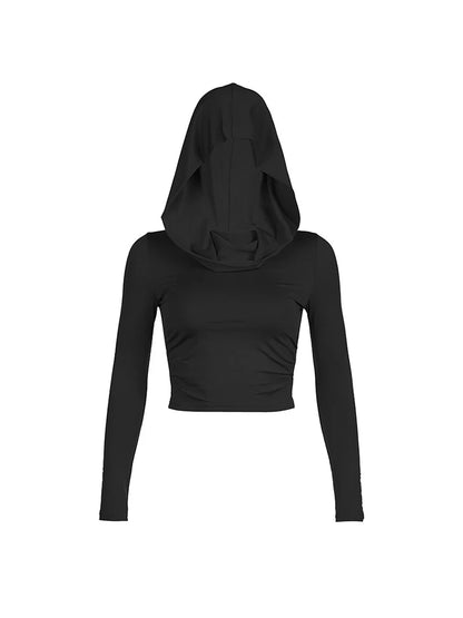 Hooded Long-Sleeve Crop Top
