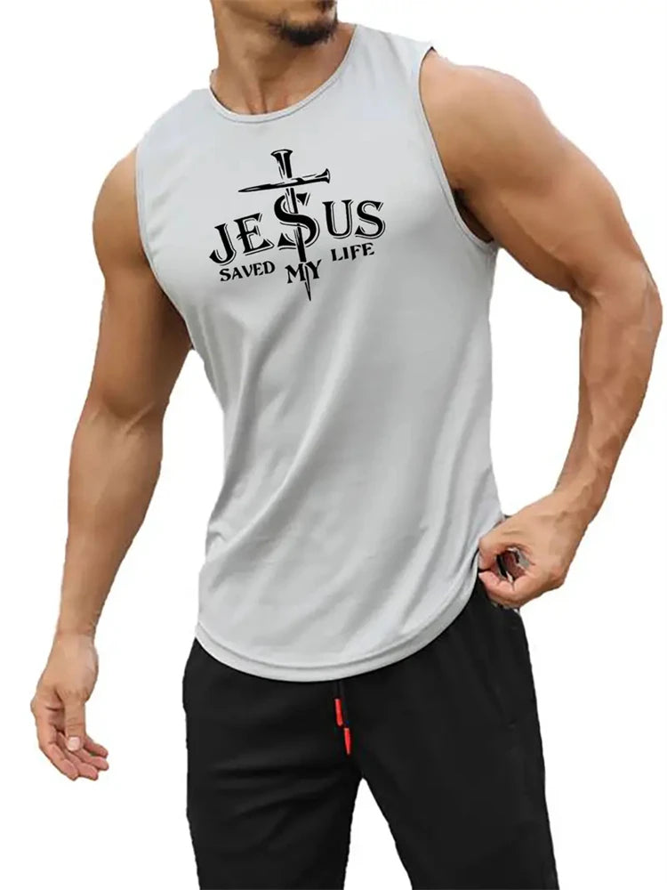 Cross Print Streetwear Tank Top