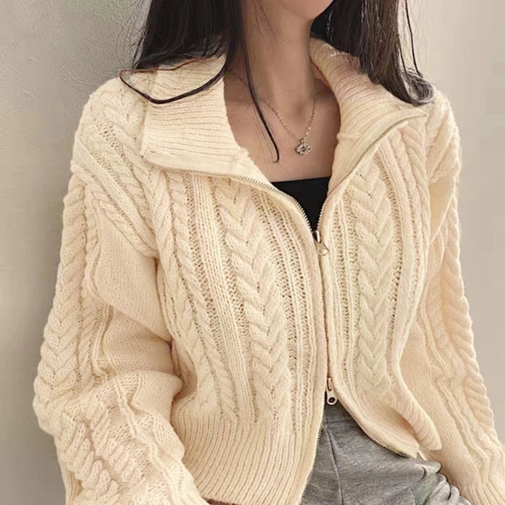 Twist Knit Zip Cardigan