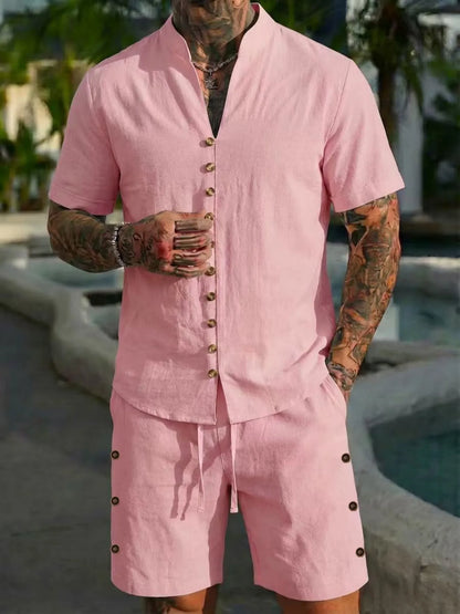 Linen Shirt Shorts Set