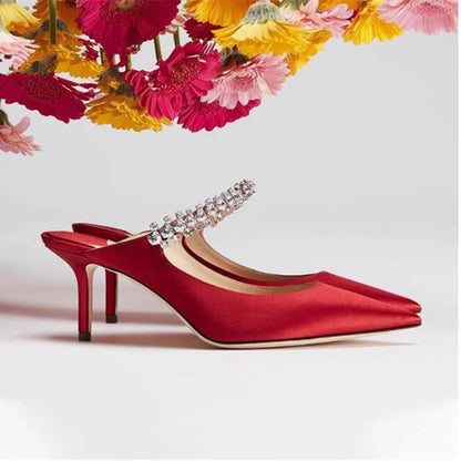 Silk Beaded Mule Sandals