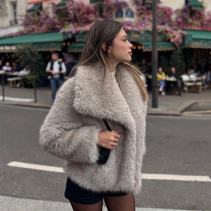 Gradient Fur Collar Coat