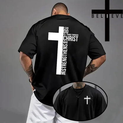 Jesus Cross Print Cotton Tee