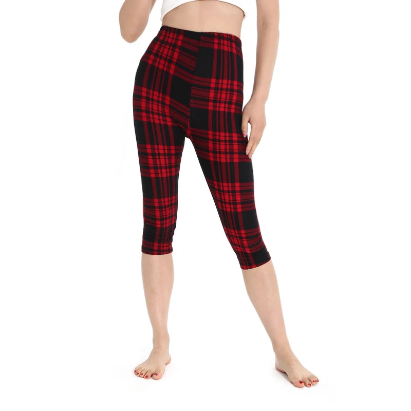 Black Red Plaid Leggings