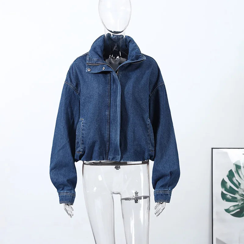 Stand Collar Single-Button Jacket