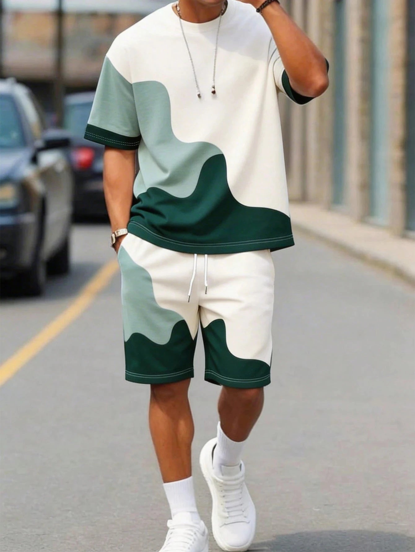 Athletic T-Shirt Drawstring Shorts Set