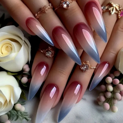 Almond Red Press Nails