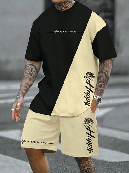 Casual T-Shirt Drawstring Shorts Set