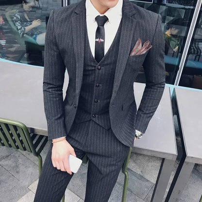 Lattice Plaid Three-Piece Formal Suit