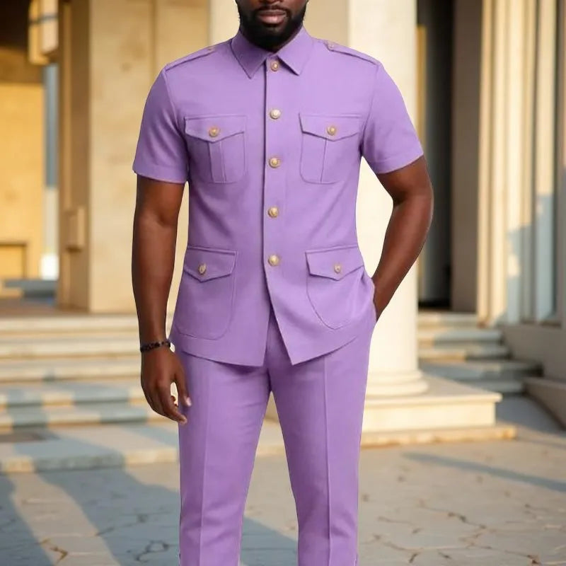 Light Purple Safari Folder-Lapel Suit