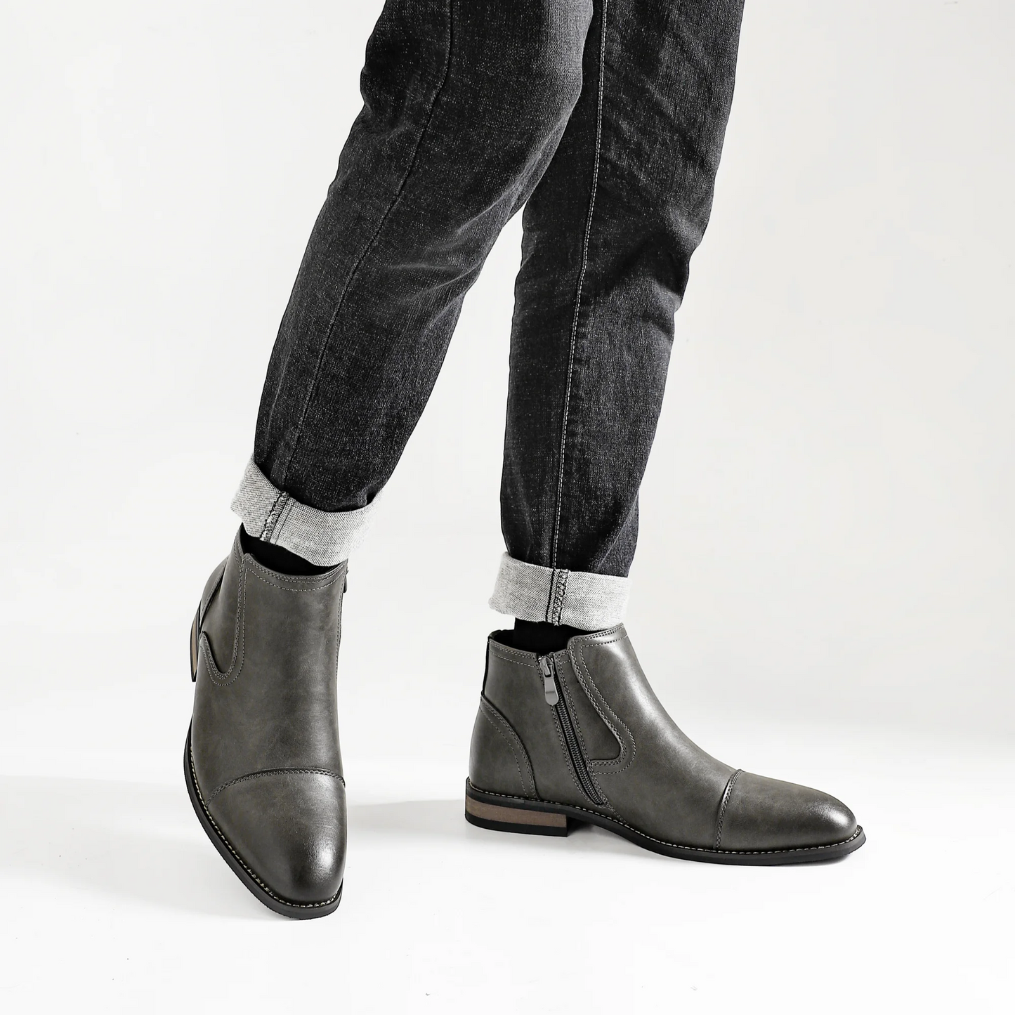 Leather Ankle Square Boots