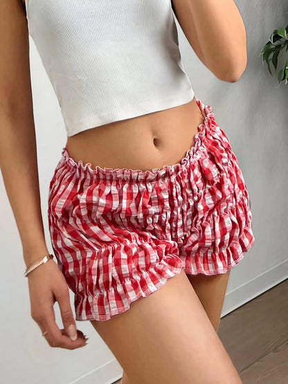 Plaid Pleated Shorts