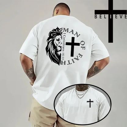 Jesus Cross Print Cotton Tee