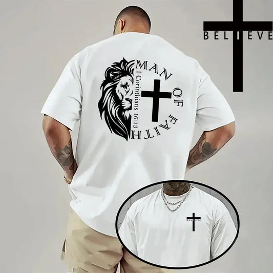 Jesus Cross Print Cotton Tee
