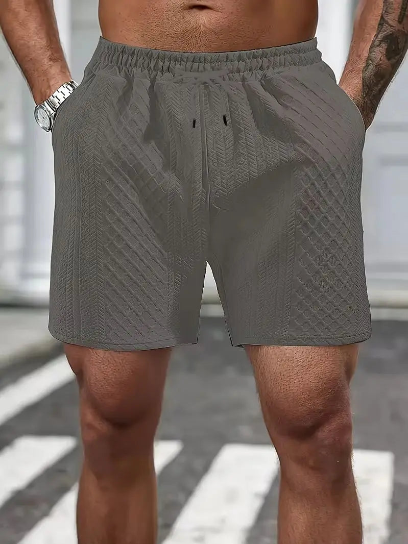 Textured Knit Elastic Waist Shorts