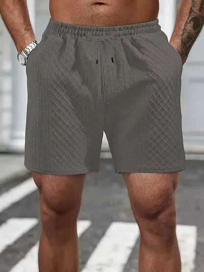 Textured Knit Elastic Waist Shorts