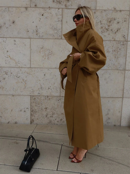 Stand Collar Long Trench Coat