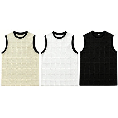 Jacquard Contrast-Trim Tank Top