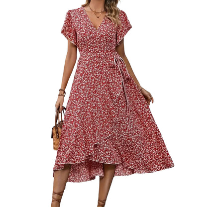 Floral Ruffle Wrap Dress