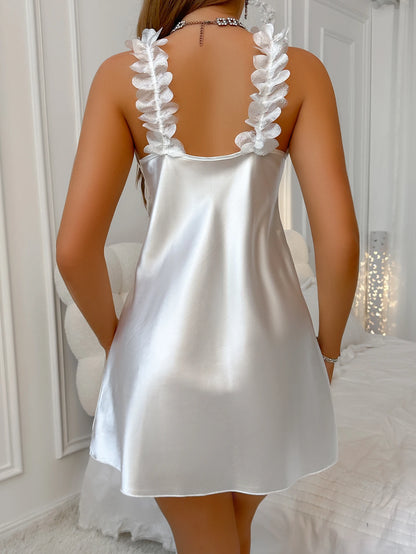 Solid Lace V-Neck Nightgown