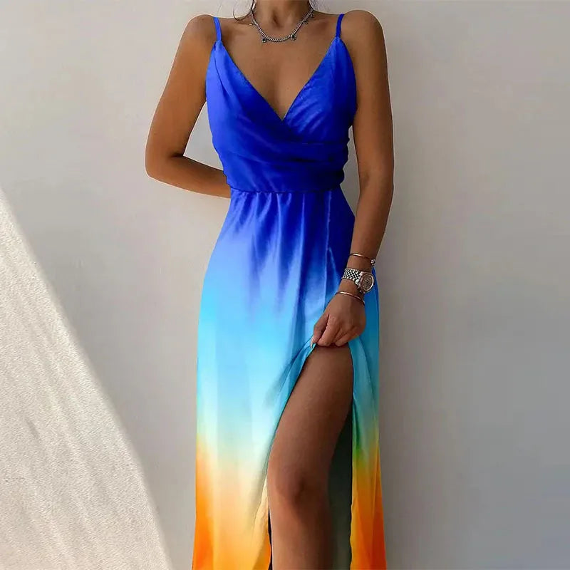 Gradient V-Neck Maxi Dress