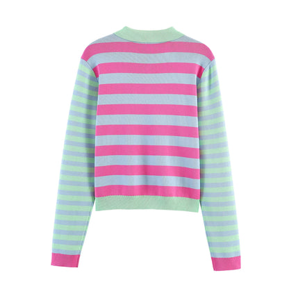 Multicolor Striped Knit Cardigan