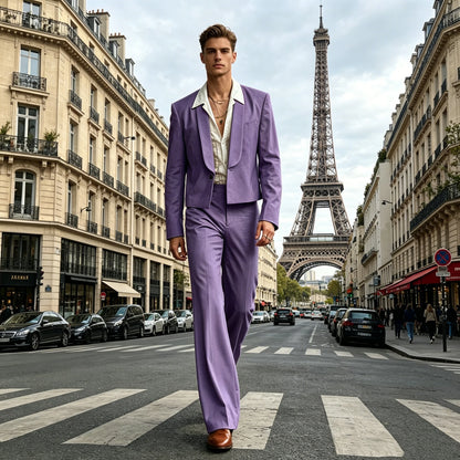 Cropped Blazer Flare Pants Tuxedo Set
