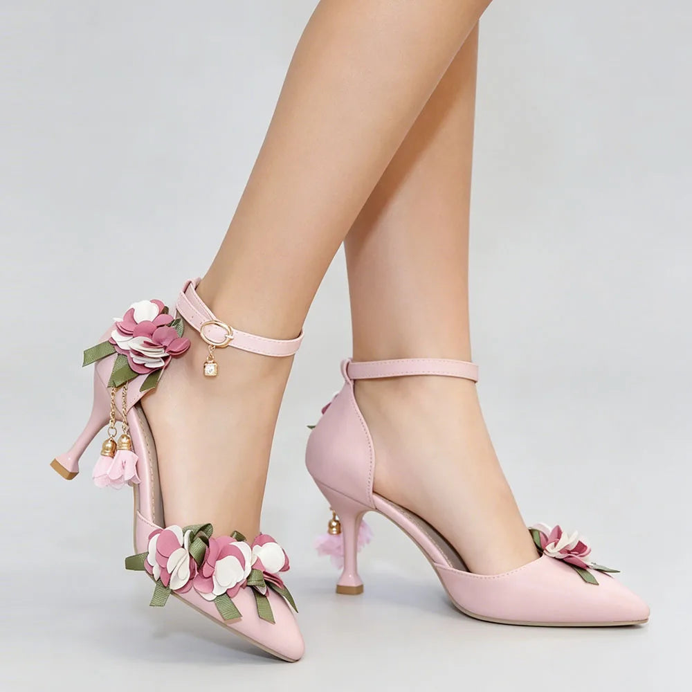 Floral Patchwork Ankle Strap Sandals