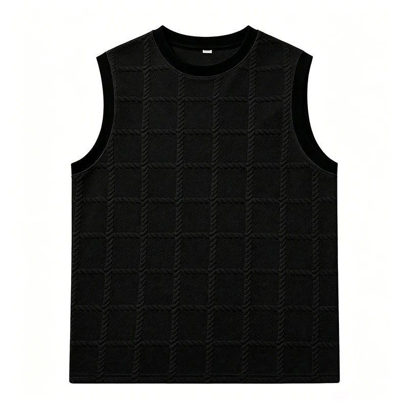 Jacquard Contrast-Trim Tank Top