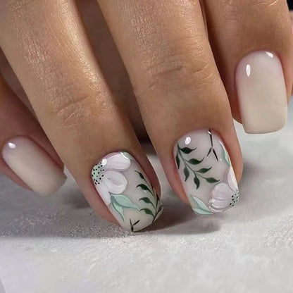 Pink Floral Press On Nails