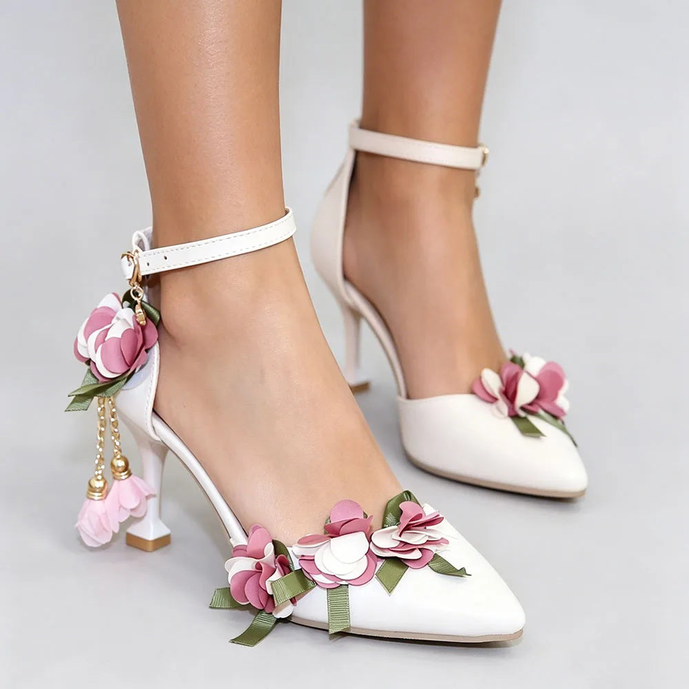 Floral Patchwork Ankle Strap Sandals