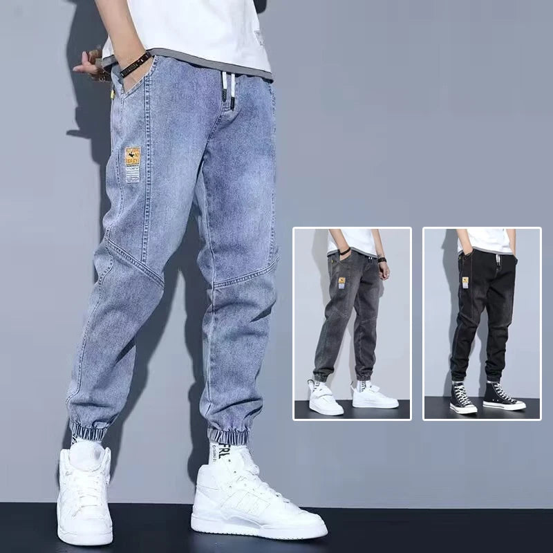 Elastic Harem Cargo Denim Joggers