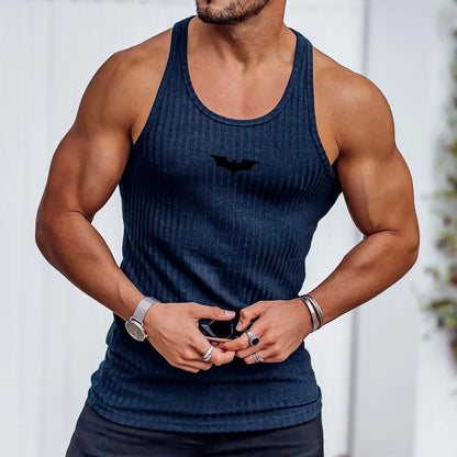 Bat-Sleeve Stripe Gym Tank Top