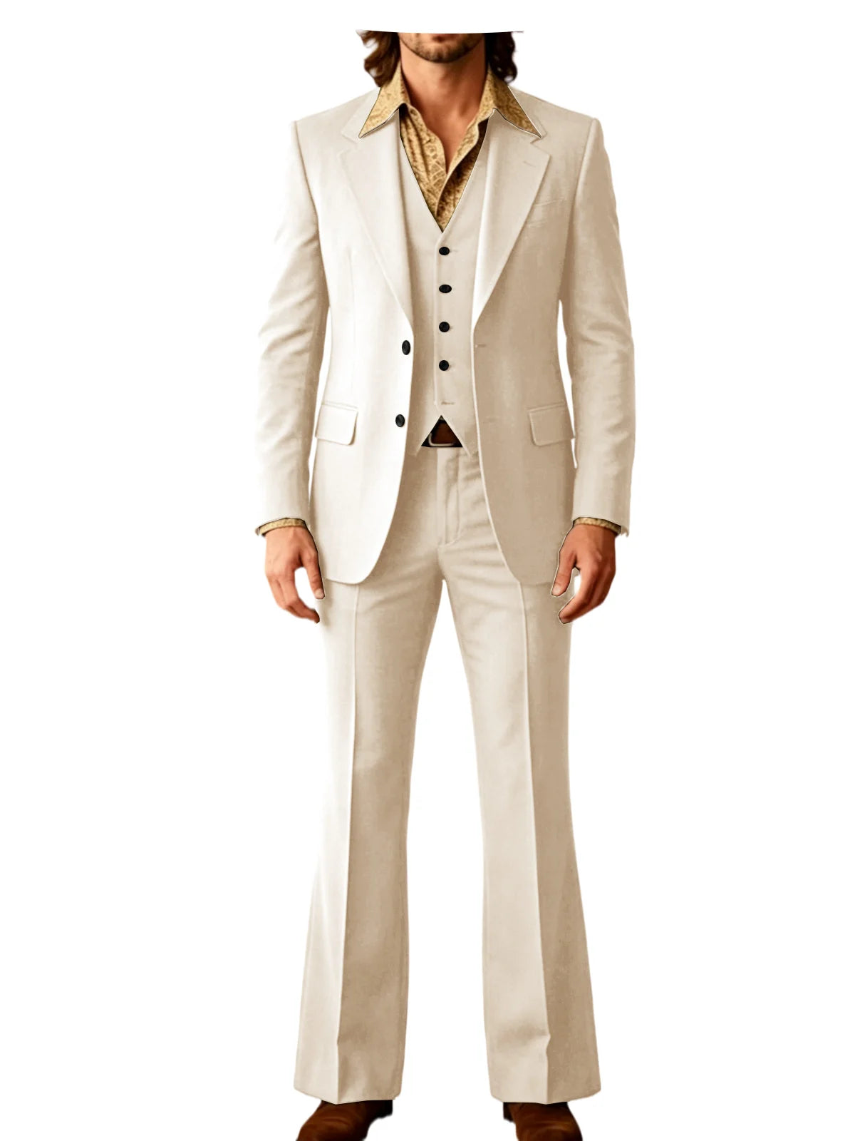 Retro Bell-Bottom Three-Piece Suit