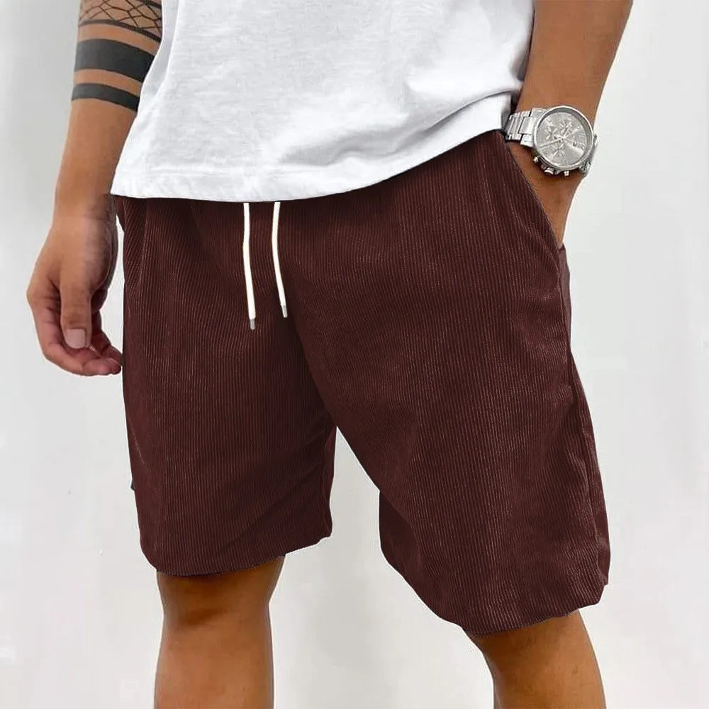 Corduroy Drawstring Casual Shorts