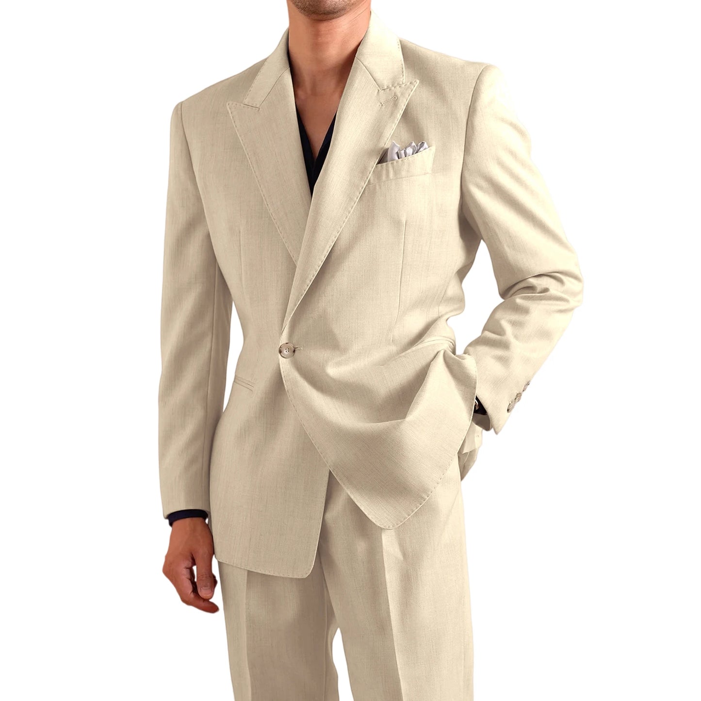 Linen Peak-Lapel Wedding Suit Set
