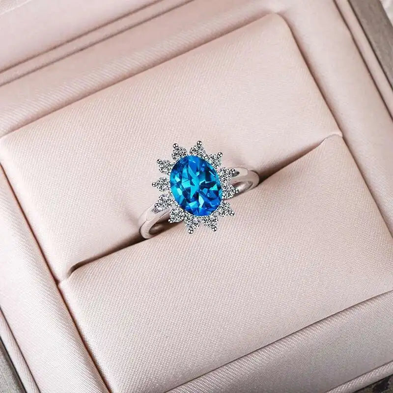 Floral Topaz Zircon Ring