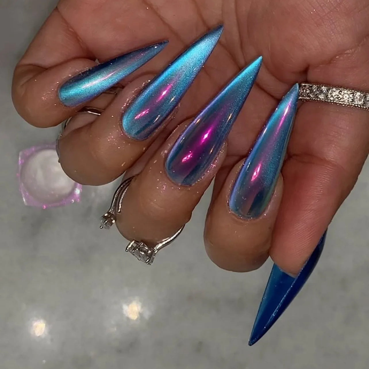 Black Heart Stiletto Nails