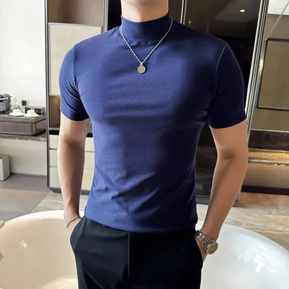 Korean Slim Half High-Neck T-Shirt