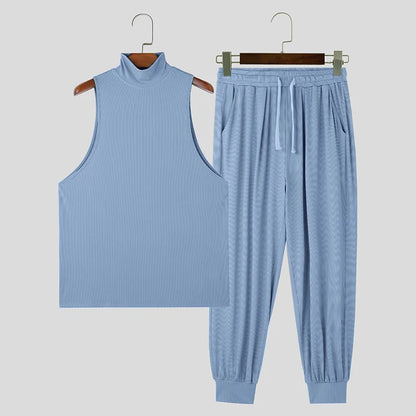 Turtleneck Tank Top Drawstring Set