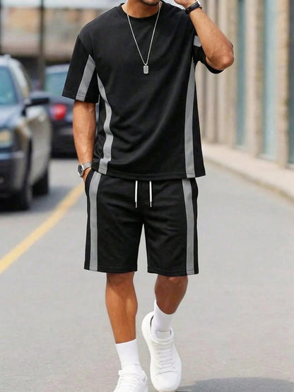Athletic T-Shirt Drawstring Shorts Set