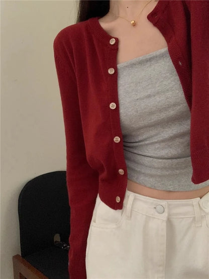 Solid Short Knit Cardigan