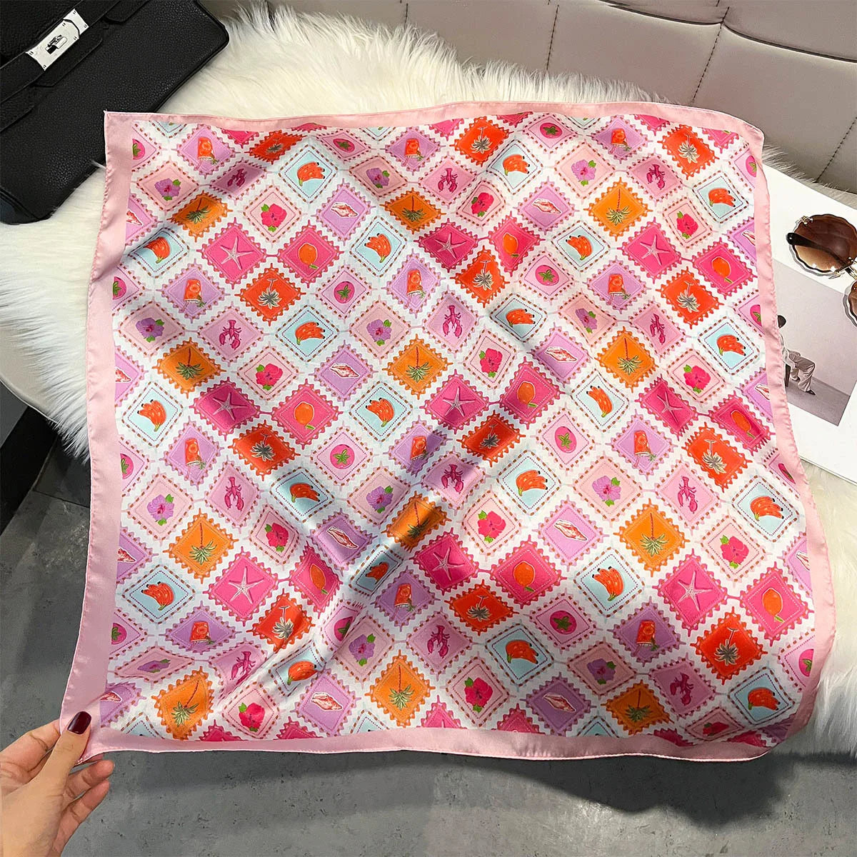 Fruit Print Korean Square Scarf