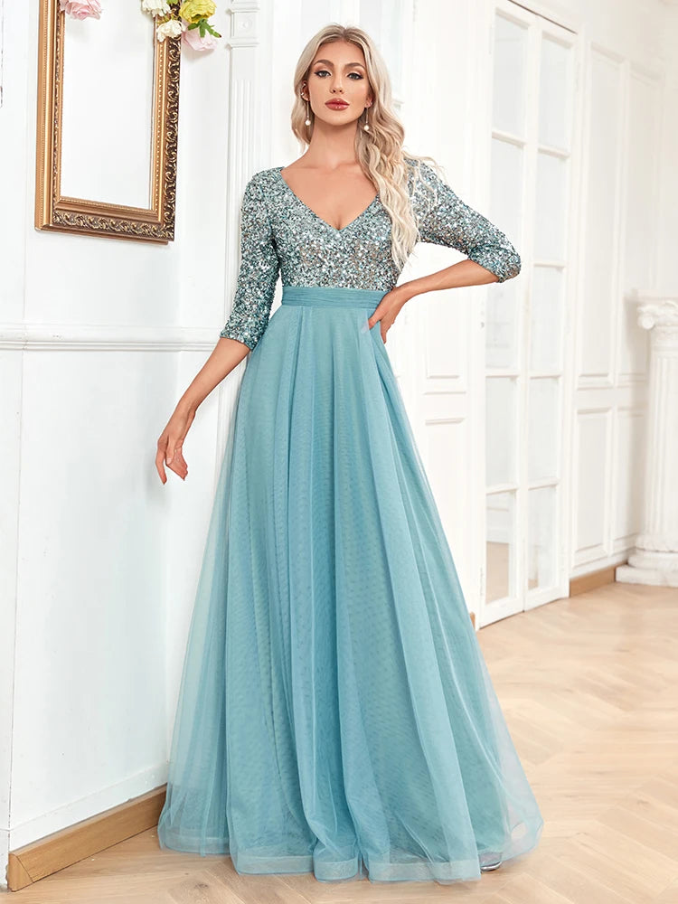 Tiered Sequin Gown