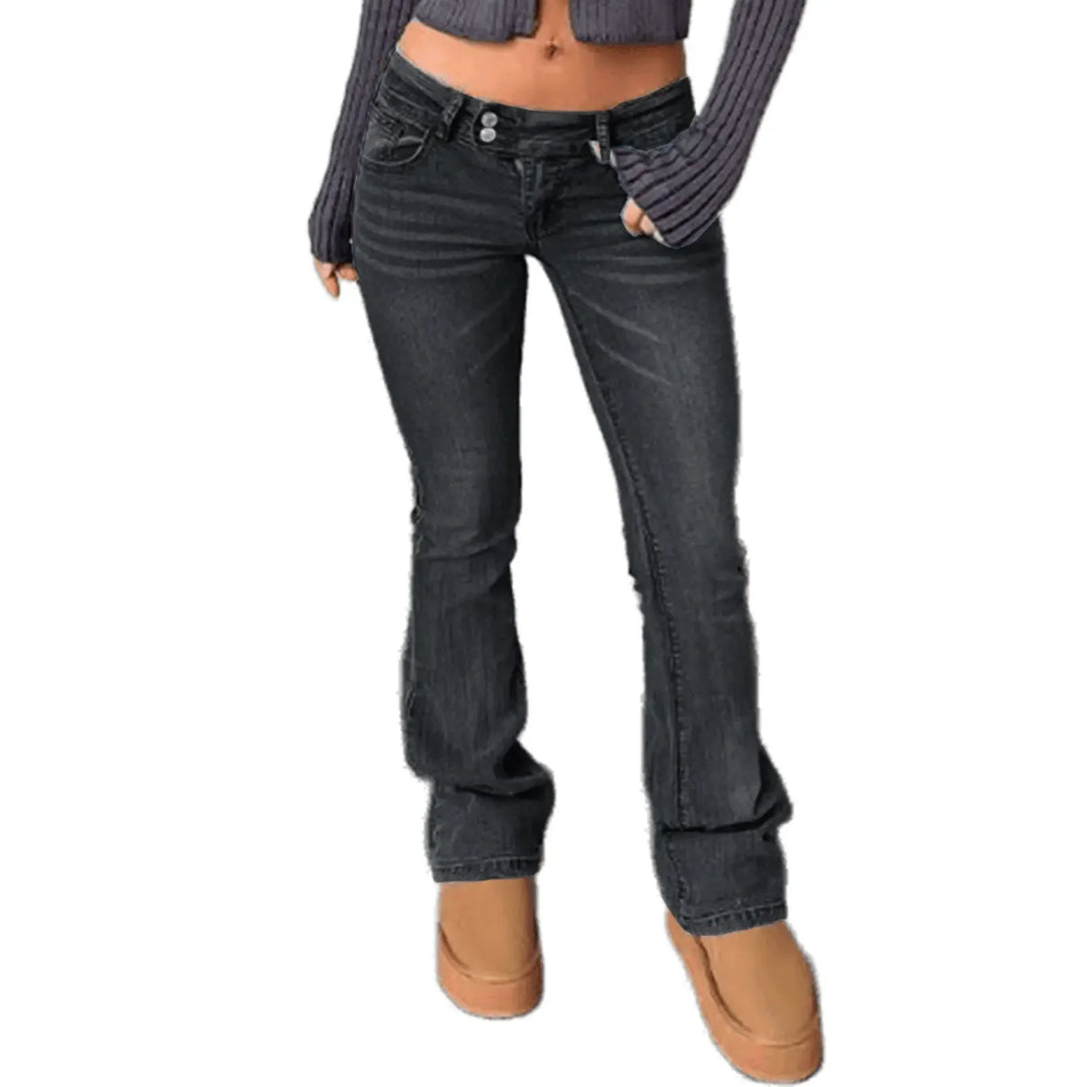 Faded Wash Button-Fly Jeans